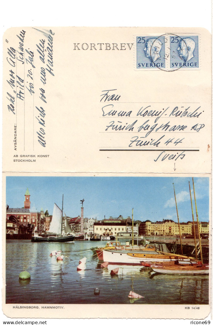 Schweden 1957, MeF 2x25 öre Auf Bilder Kartenbrief V. Arlid I.d. Schweiz - Lettres & Documents