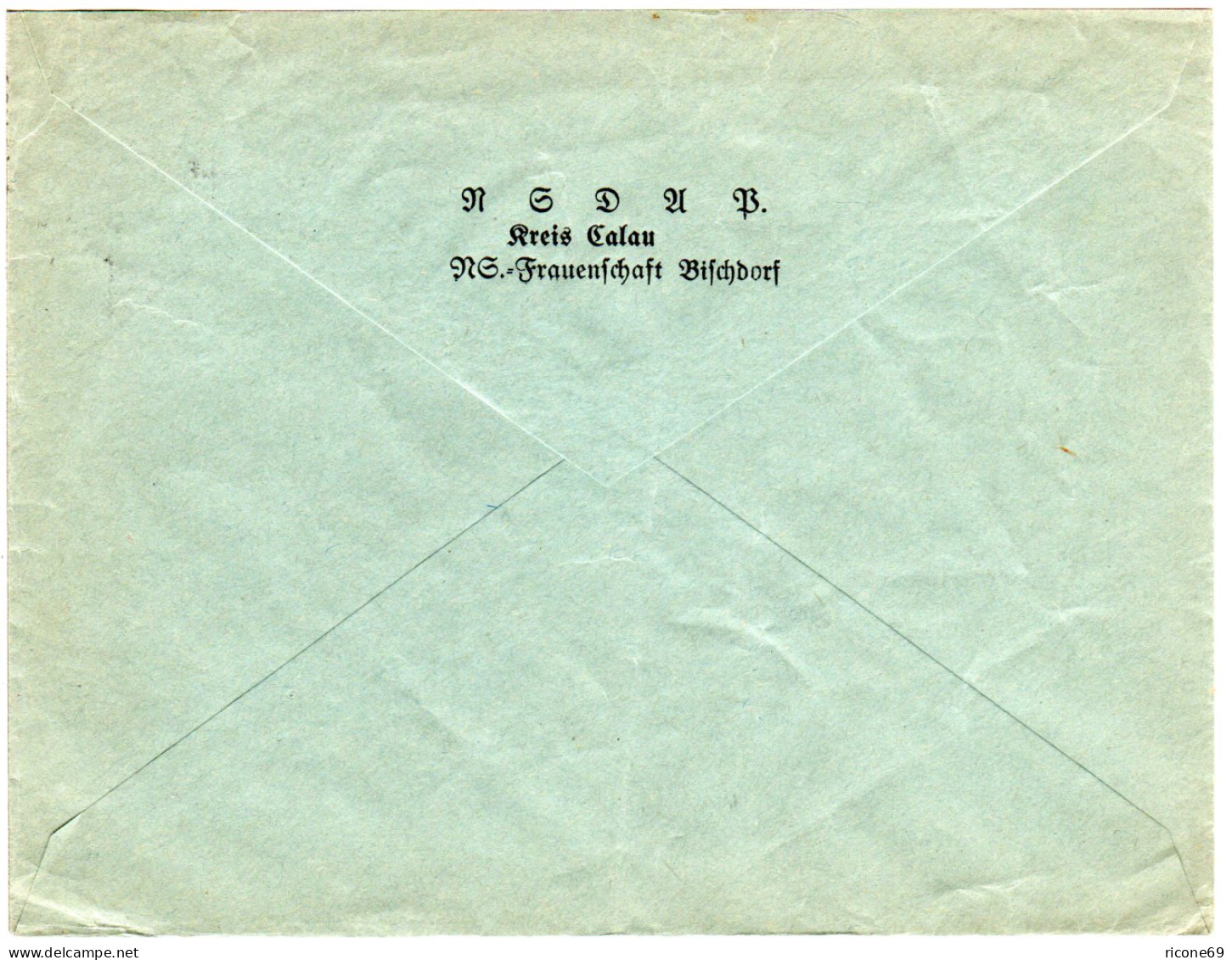 DR 1938, Landpost Stpl. BISCHDORF über Calau Auf NSDAP Brief M. 12 Pf. - Cartas & Documentos