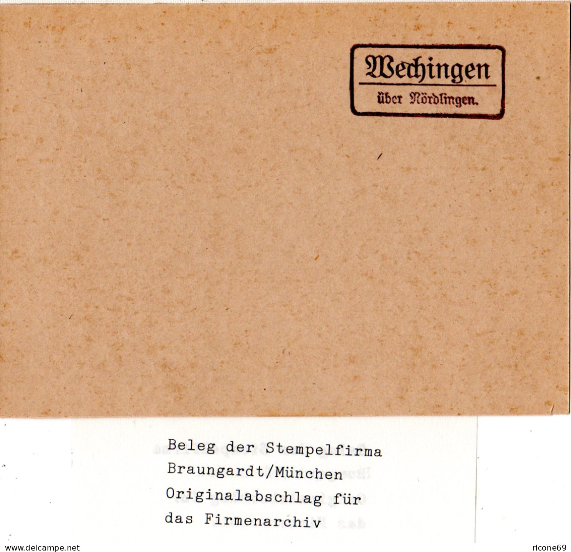 Landpoststellen Stpl. WECHINGEN über Nördlingen, Originalprobe Aus Archiv - Covers & Documents