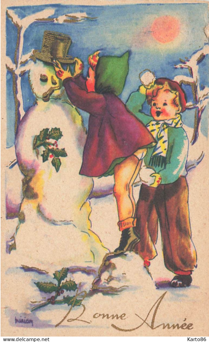 Bonhomme De Neige * CPA Mignonette Illustrateur * Snowman Sapins Neige Hiver Enfant Noël - Other & Unclassified