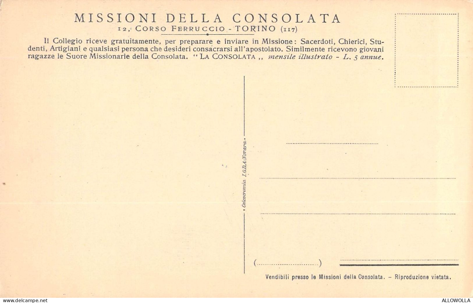 26897 " NELLE MISSIONI DELLA CONSOLATA-I SEGUACI DI ASSALONNE IN AFRICA "CART.POST. NON SPED. - Ohne Zuordnung