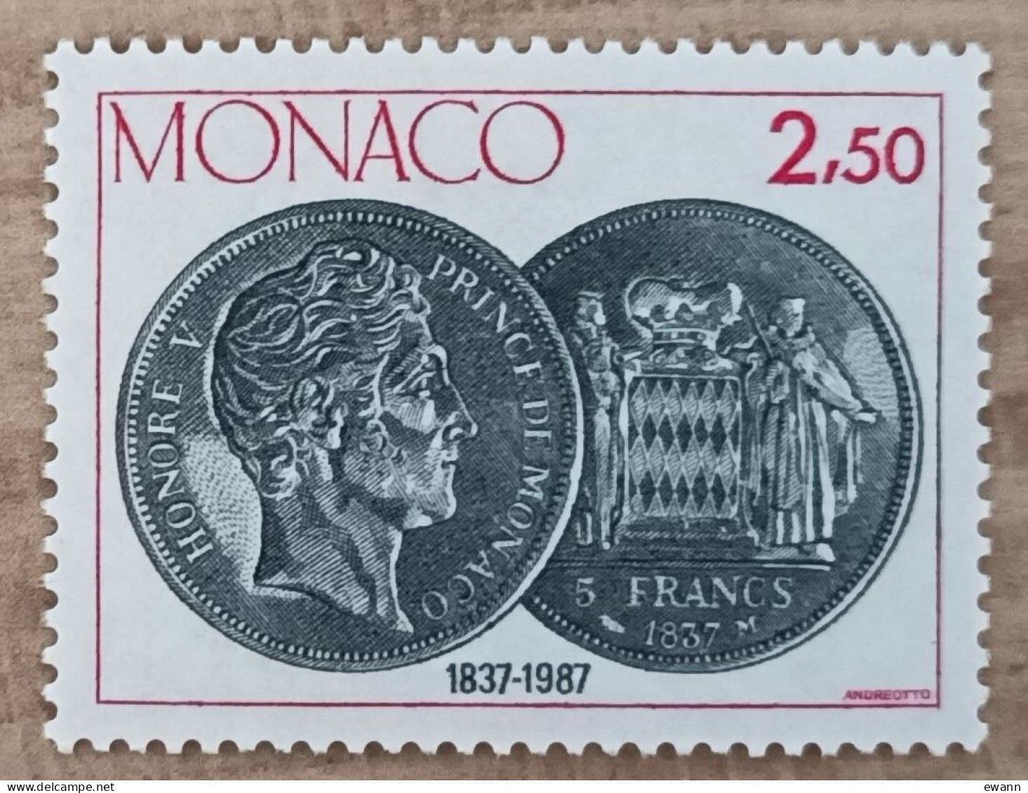 Monaco - YT N°1600 - 150e Anniversaire De La Reprise De La Frappe De La Monnaie - 1987 - Neuf - Unused Stamps