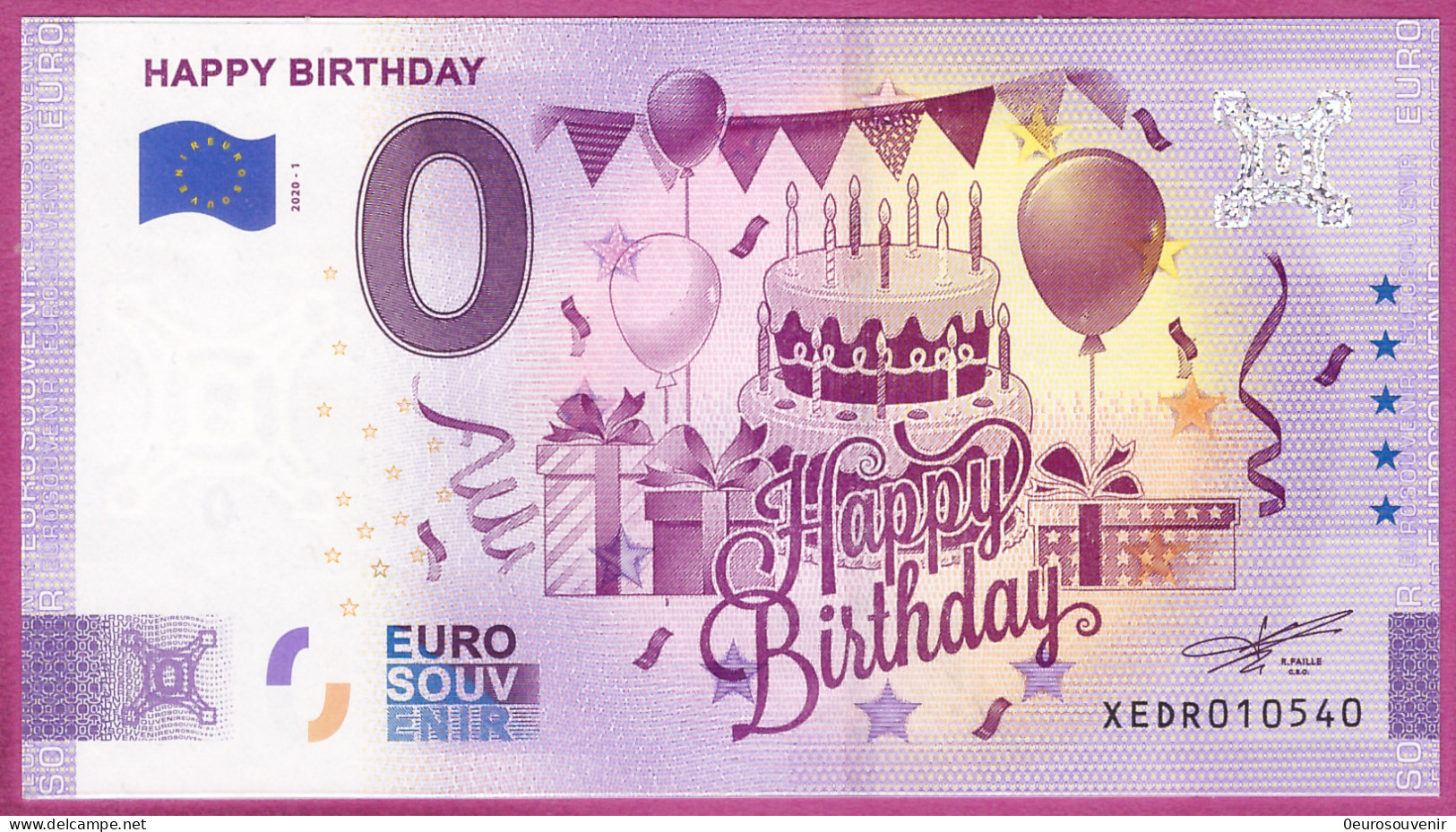 0-Euro XEDR 2020-1 /2 HAPPY BIRTHDAY R4.1 - Essais Privés / Non-officiels