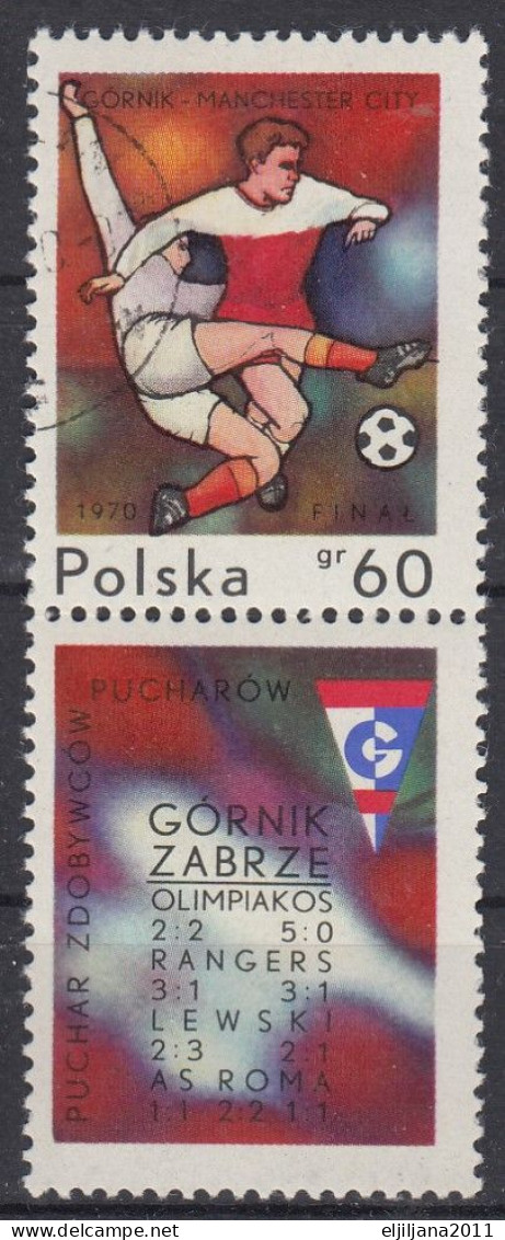 ⁕ Poland / Polska 1970 ⁕ European Football Championship Mi.2008 ⁕ 1v Used With Pendant - Used Stamps