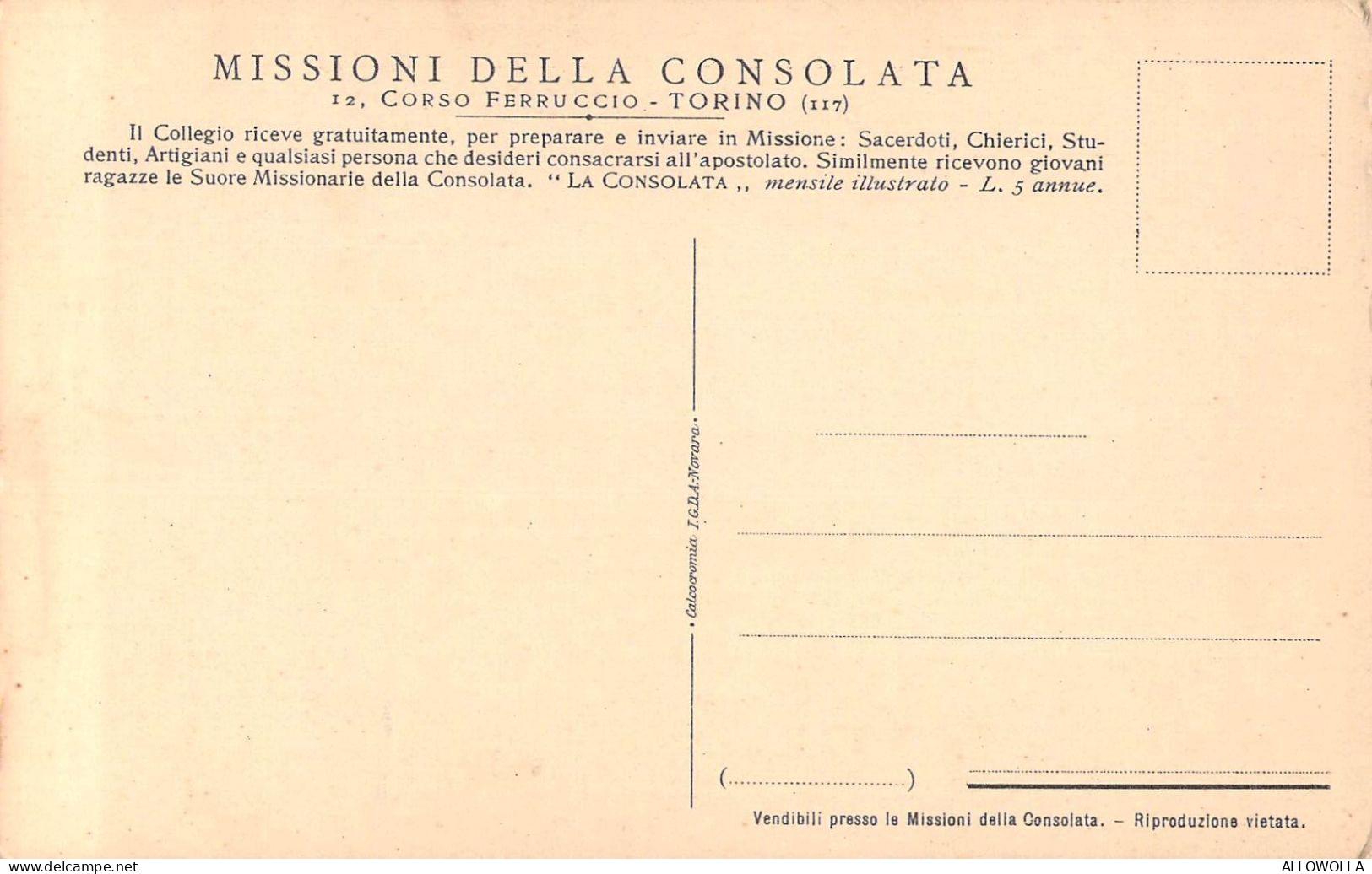26900 " NELLE MISSIONI DELLA CONSOLATA-CODINI CINESI IN AFRICA "CART.POST. NON SPED. - Unclassified