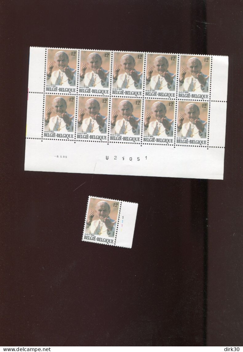 Belgie 1985 2166 Pope John-Paul II Visit To Belgium Block Of 10 With Printing Date + Plate Number 1 - Unused Stamps
