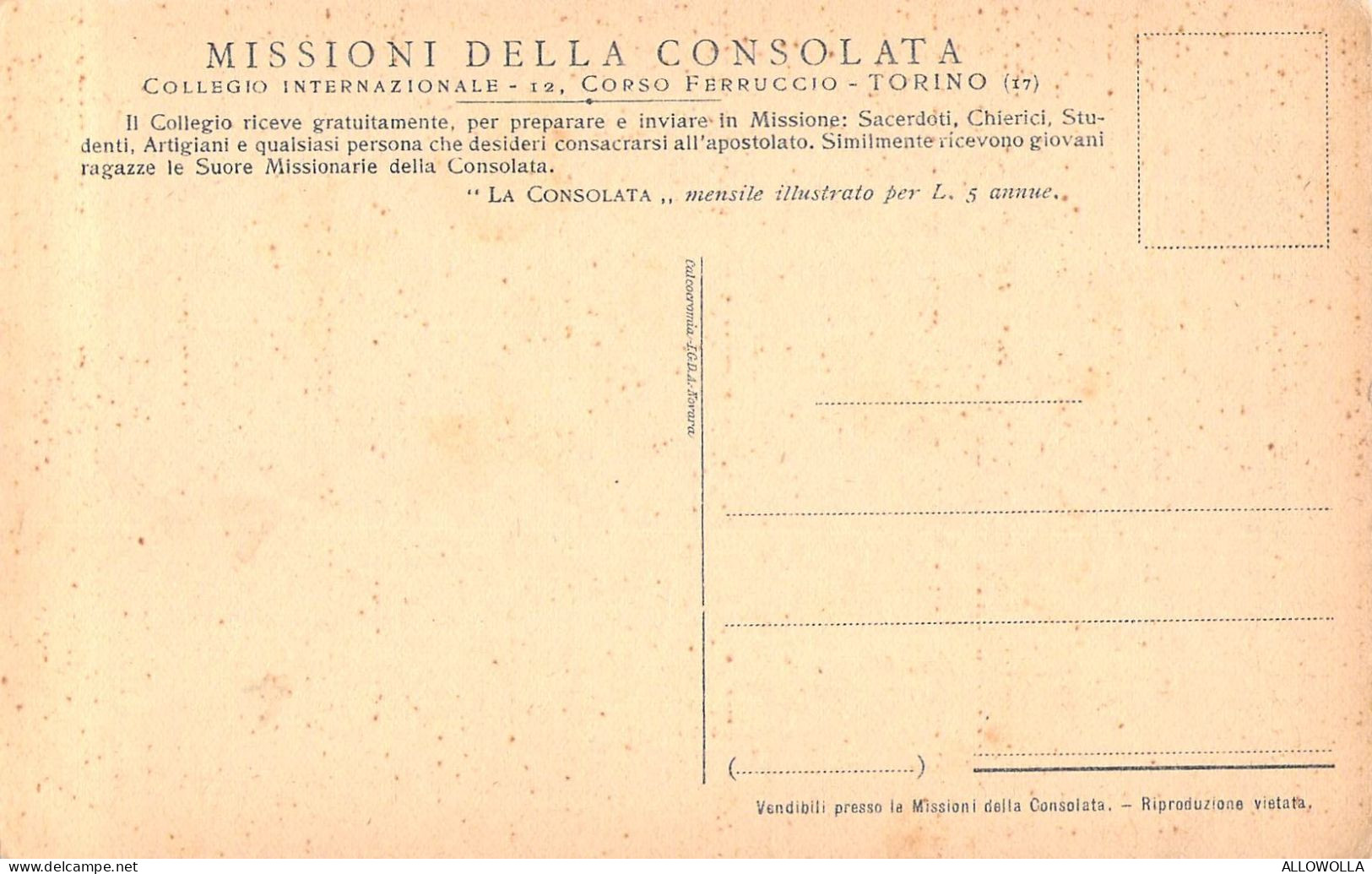 26902 " NELLE MISSIONI DELLA CONSOLATA-L'INCIPIENTE STAZIONE DI MISSIONE SI RIFUGIA......"CART.POST. NON SPED. - Ohne Zuordnung