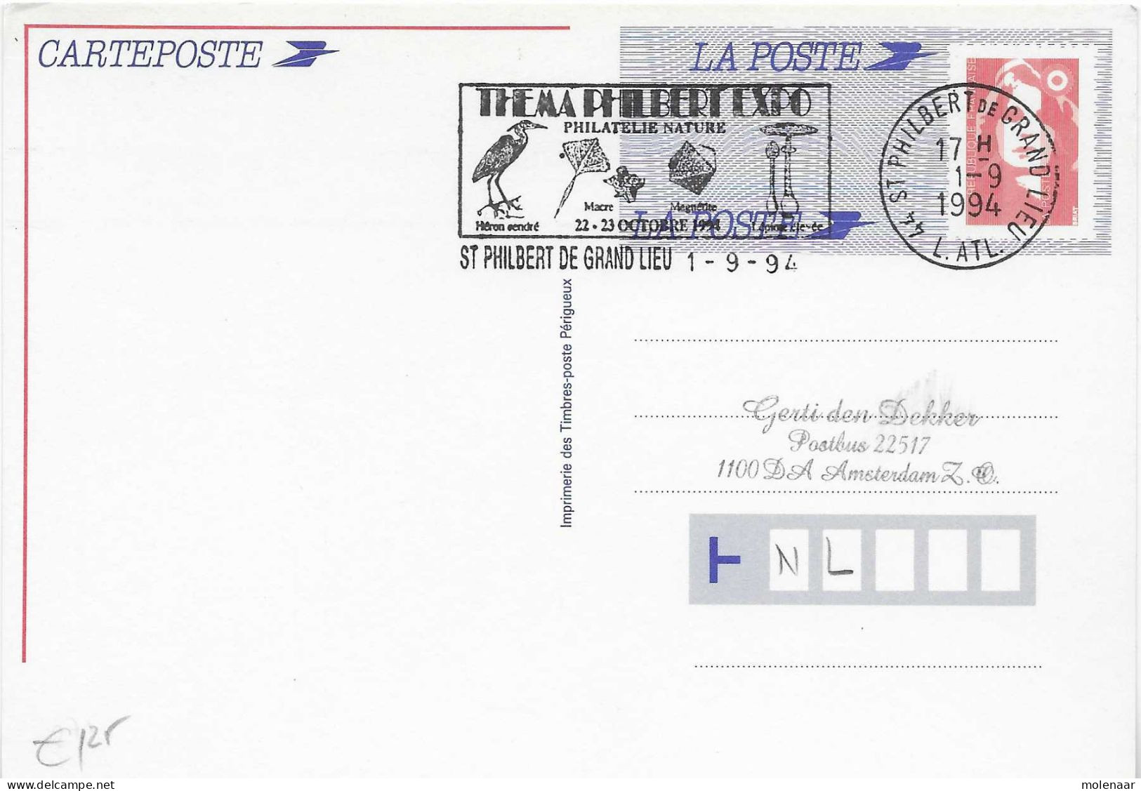 PosPostzegels > Europa > Frankrijk > Postwaardestukken > Briefkaart Gebruikt 1994 (17434) - Altri & Non Classificati