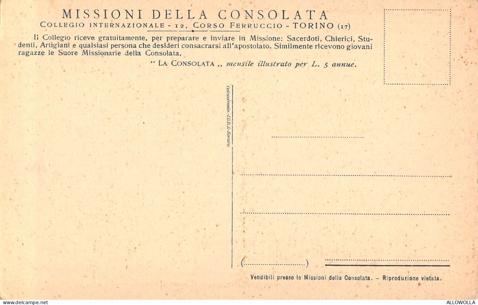 26903 " NELLE MISSIONI DELLA CONSOLATA-UN PALMIZIO FRONTEGGIANTE L'OCEANO INDIANO "CART.POST. NON SPED. - Unclassified