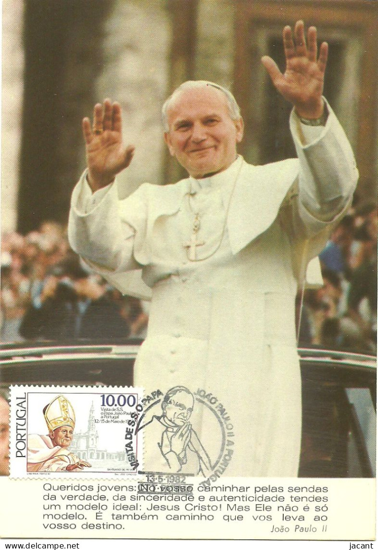 30864 - Carte Maximum - Portugal - Papa Pape Pope João Paulo II - Visita Em 1982 Fatima - Karol Wojtyla  - Maximumkaarten