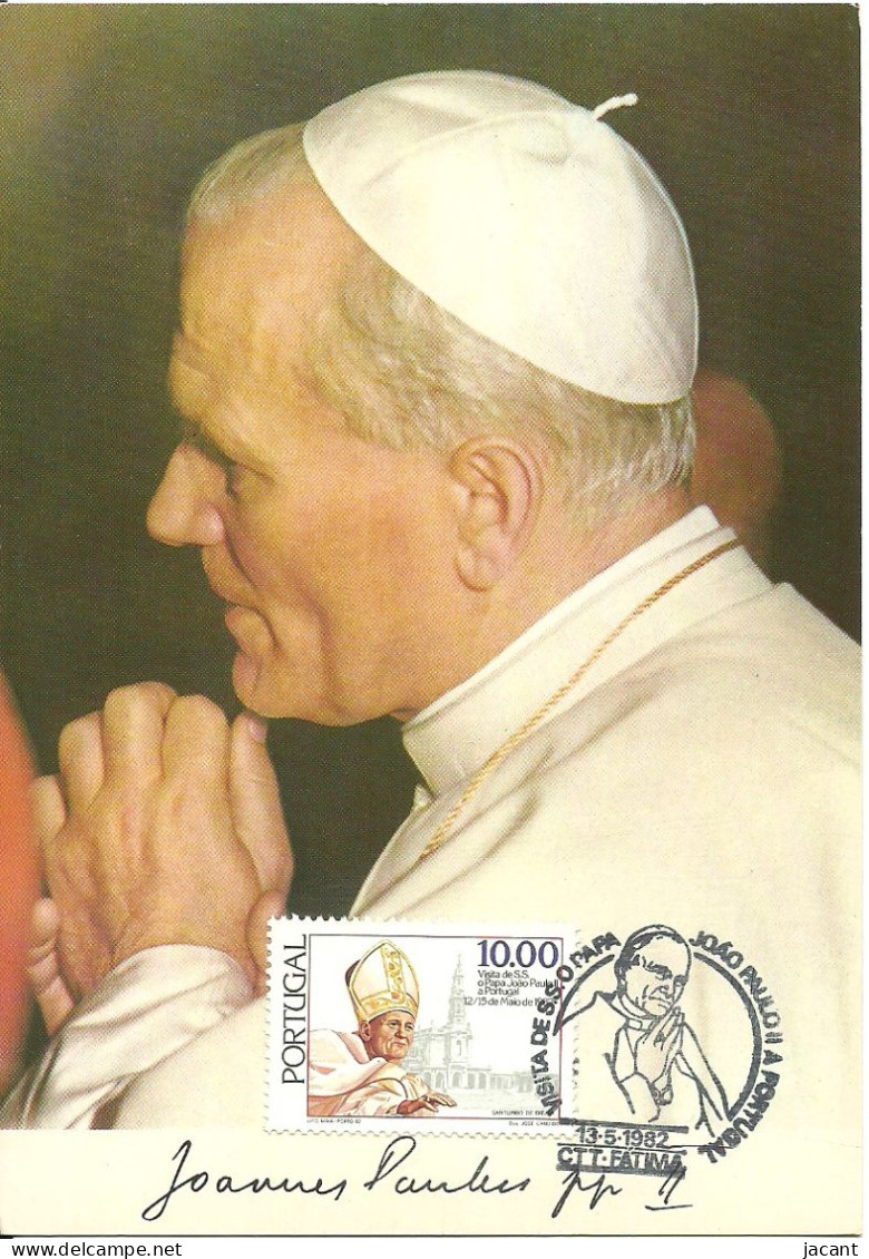 30859 - Carte Maximum - Portugal - Papa Pape Pope João Paulo II - Visita Em 1982 Fatima - Karol Wojtyla  - Cartes-maximum (CM)