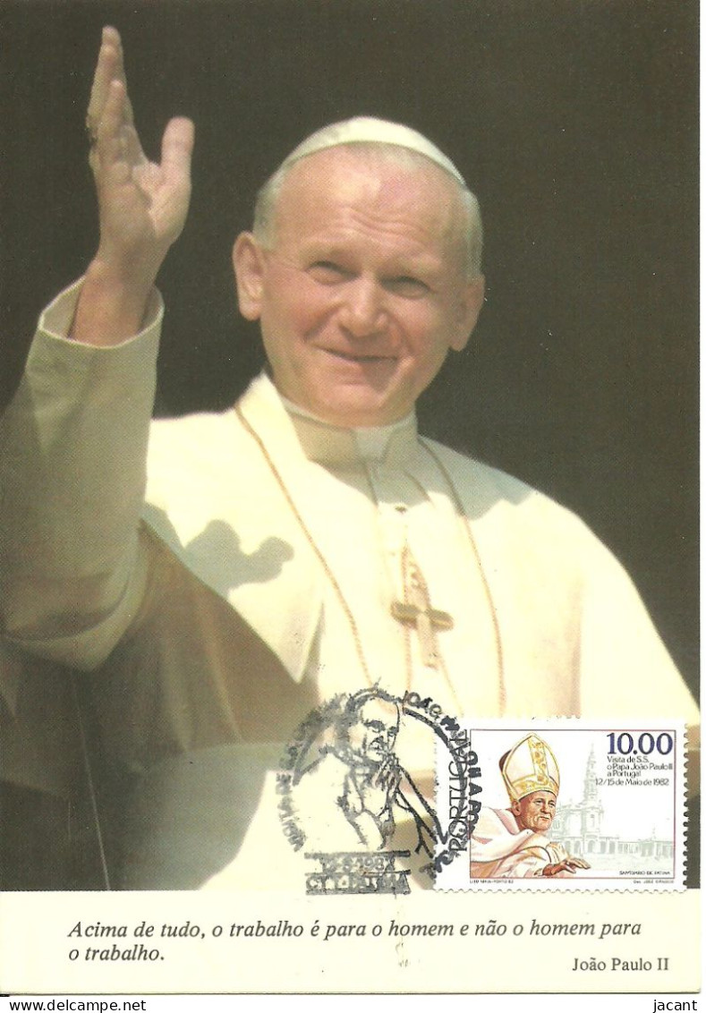 30865 - Carte Maximum - Portugal - Papa Pape Pope João Paulo II - Visita Em 1982 Fatima - Karol Wojtyla  - Maximumkarten (MC)