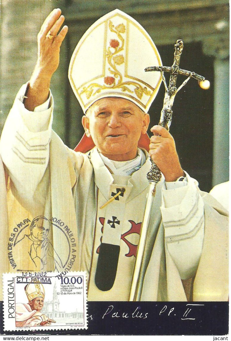 30857 - Carte Maximum - Portugal - Papa Pape Pope João Paulo II - Visita Em 1982 Fatima - Karol Wojtyla  - Tarjetas – Máximo
