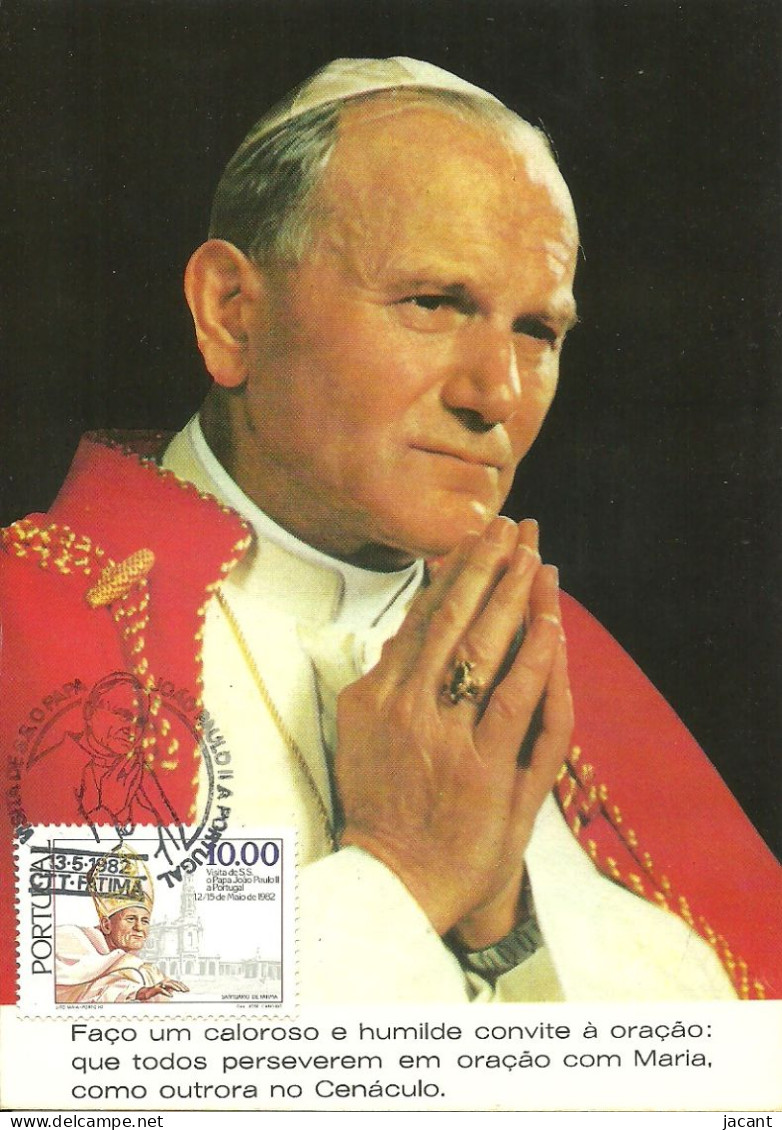 30863 - Carte Maximum - Portugal - Papa Pape Pope João Paulo II - Visita Em 1982 Fatima - Karol Wojtyla  - Maximumkarten (MC)