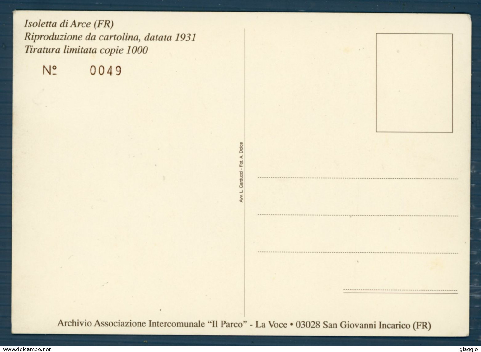 °°° Cartolina - Isoletta Di Arce - Riproduzione Numerata - Nuova °°° - Frosinone