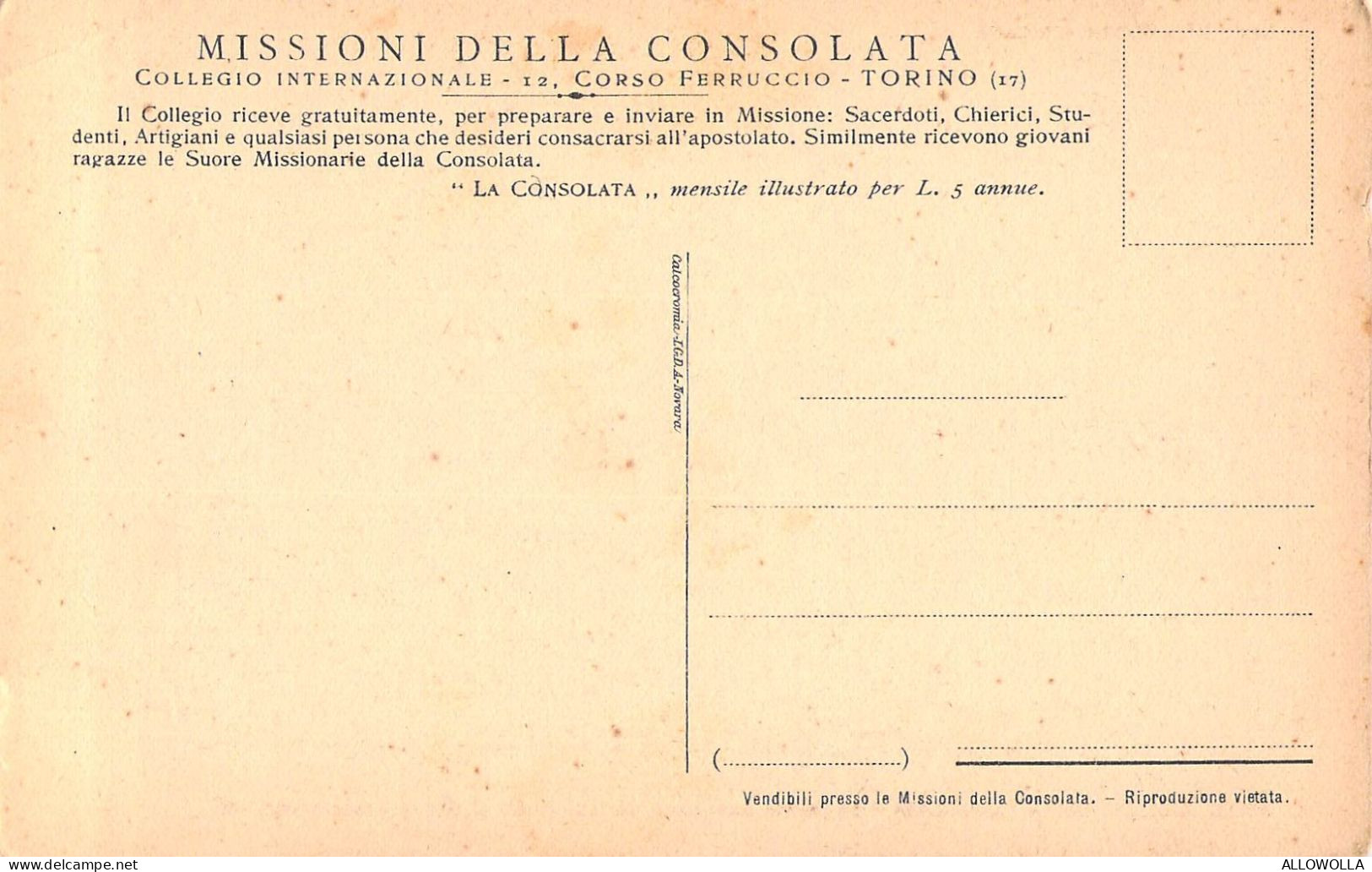 26904 " NELLE MISSIONI DELLA CONSOLATA-LE PALME DUM DUM DAL CUI FRUTTO SI RICAVA L'AVORIO VEGETALE "CART.POST. NON SPED. - Non Classés