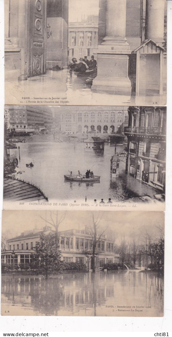 LOT/002.........5 CPA PARIS Inondations - 5 - 99 Postkaarten