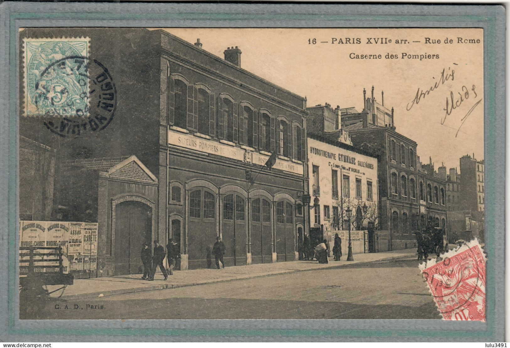 CPA (75)(XVII°) PARIS - Thème: Caserne, Pompier, Pompiers + Gymnase - 1904 - District 17