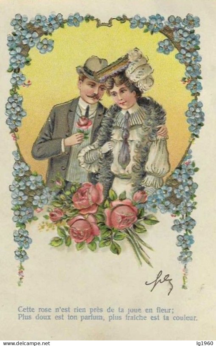 Couple Amoureux - Verliefd Koppel -  Cpa Gaufrée -  Reliefkaart - L'état Très Bon ! - Parejas
