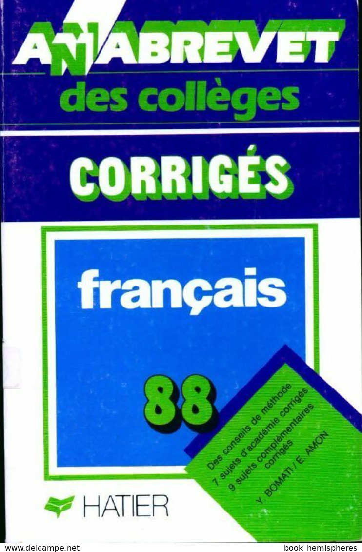 Français Corrigés 1988 (1987) De Evelyne Amon - 12-18 Anni