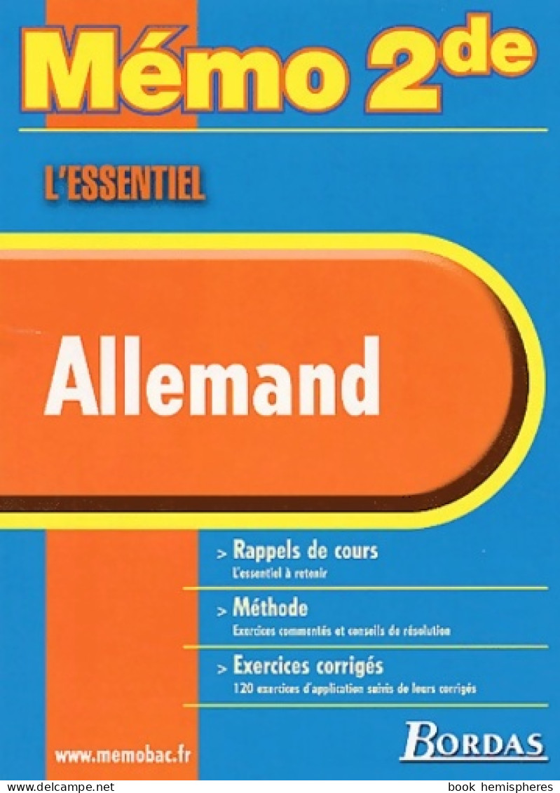 Memo Essentiel Allemand Seconde (ancienne Edition) (2002) De Collectif - Zonder Classificatie