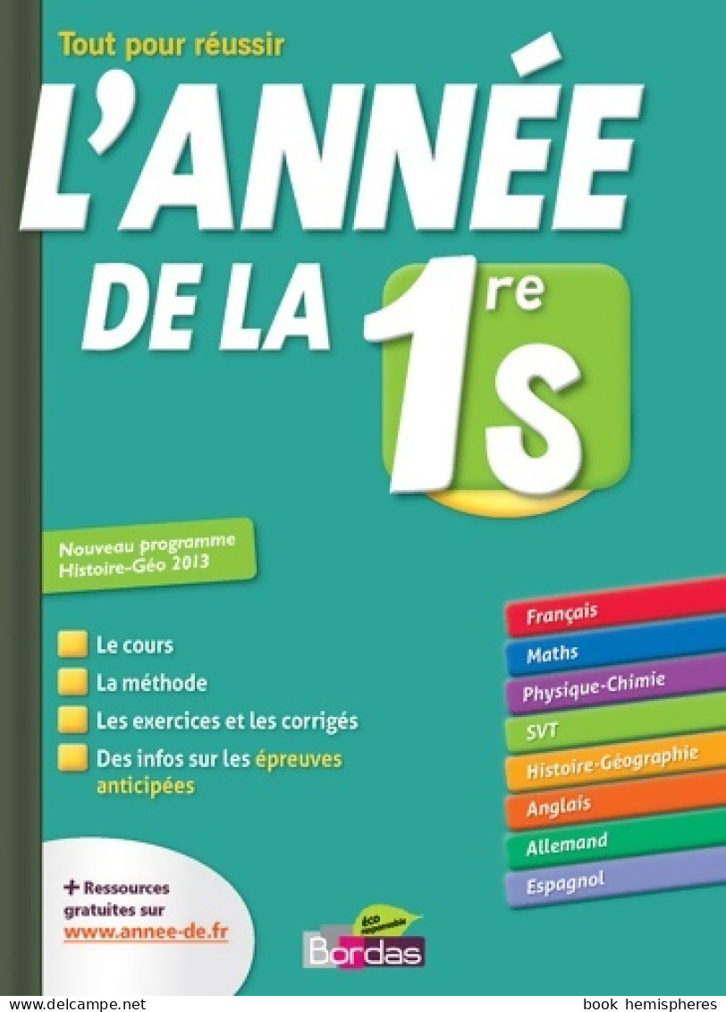 L'année De La 1re S - Toutes Les Matières (2013) De Collectif - 12-18 Ans