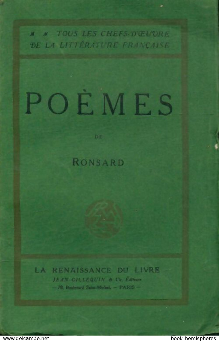 Poèmes De Ronsard (0) De Ronsard - Andere & Zonder Classificatie