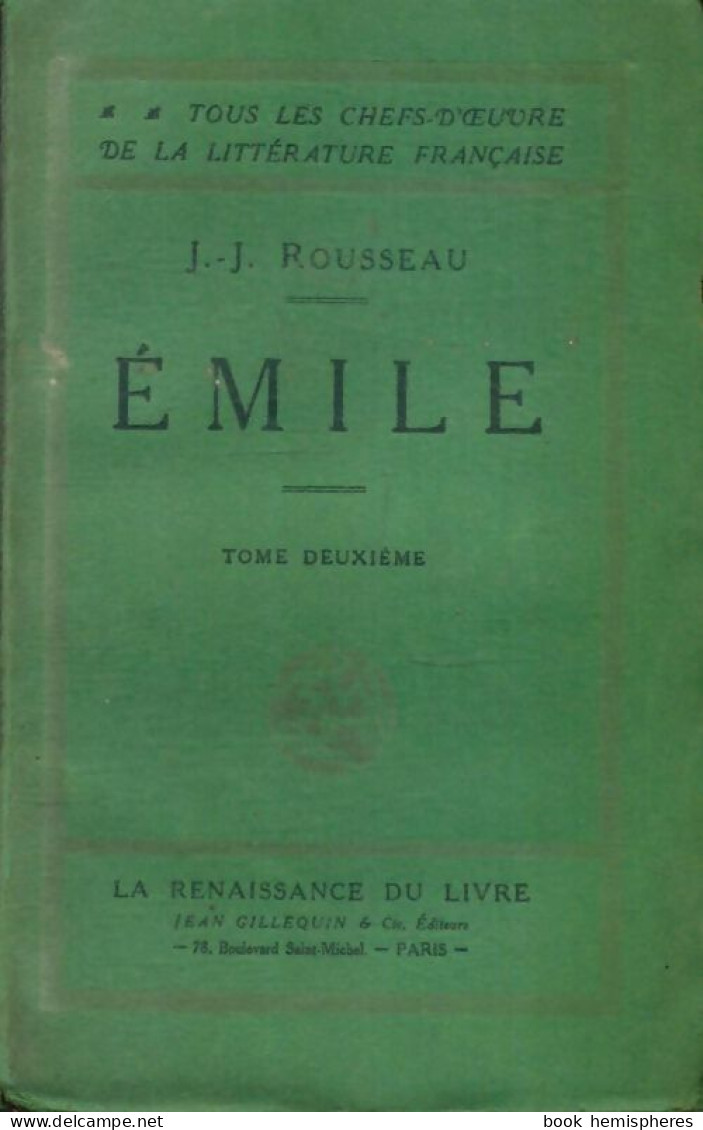 Emile Tome II (0) De Jean-Jacques Rousseau - Altri Classici