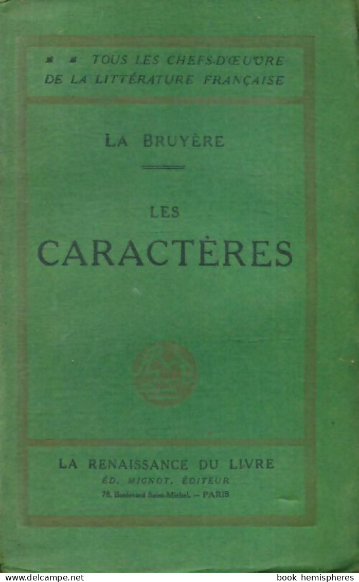 Les Caractères (0) De Jean De La Bruyère - Sonstige & Ohne Zuordnung