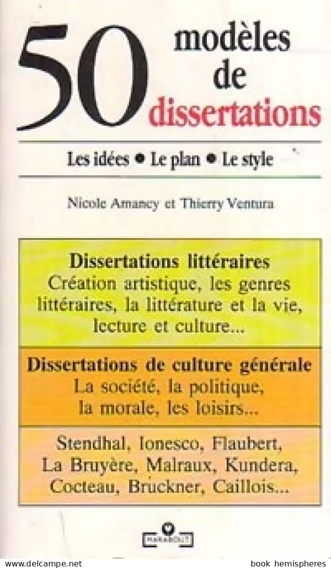 50 Modèles De Dissertations (1992) De Nicole Ventura - Non Classificati