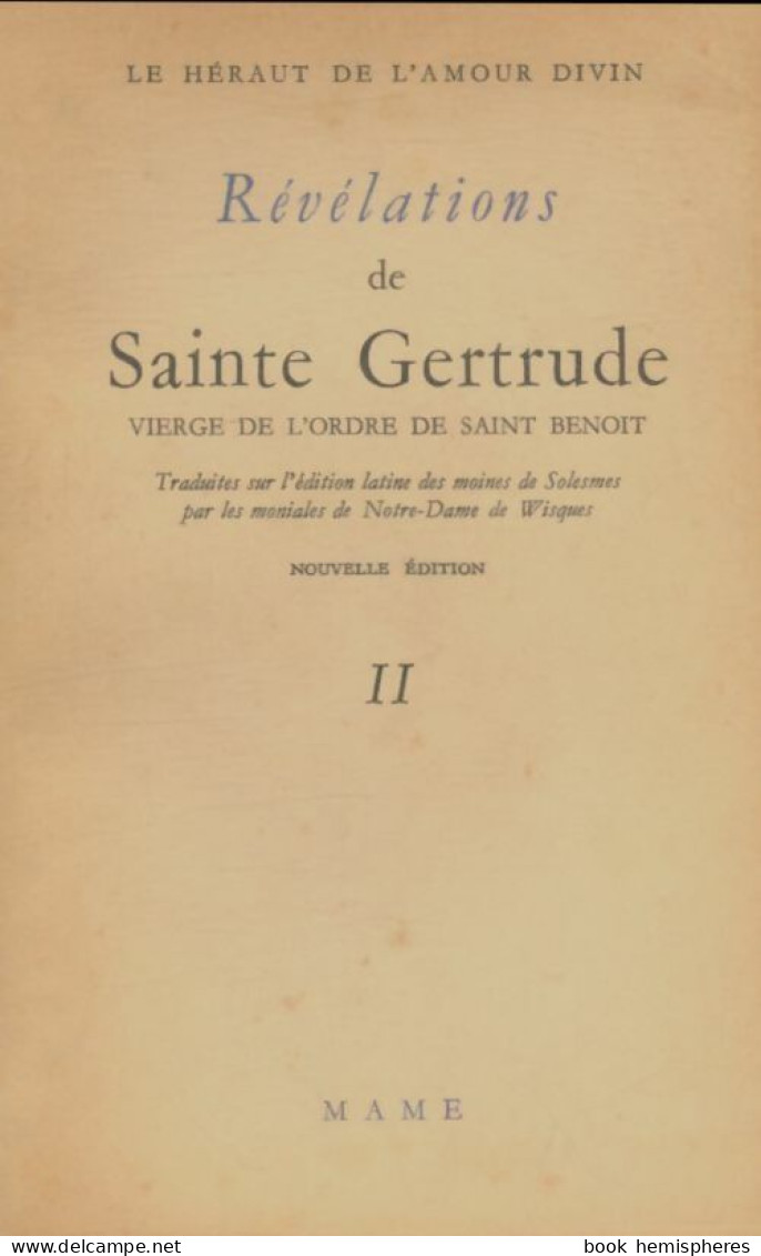 Révélations De Sainte Gertrude Tome II (1952) De Sainte Gertrude - Religion