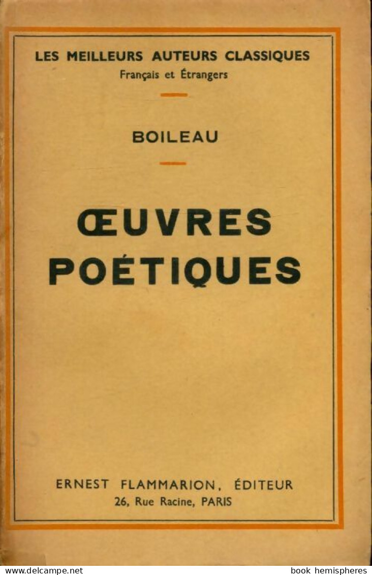OEuvres Poétiques (1935) De Nicolas Boileau - Sonstige & Ohne Zuordnung