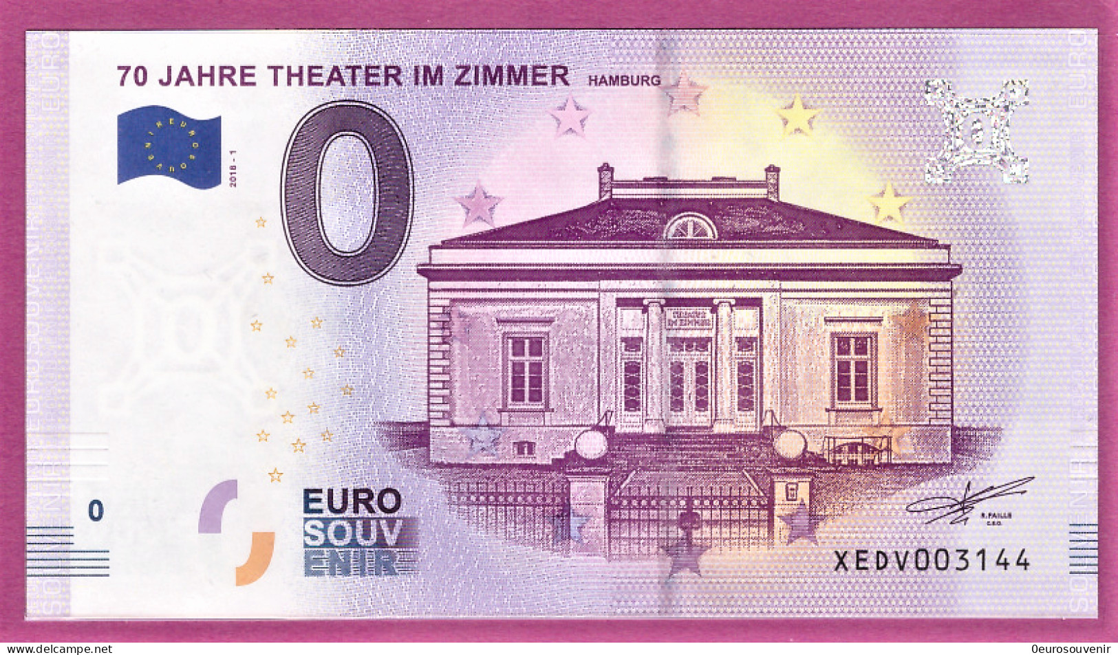 0-Euro XEDV 2018-1 70 JAHRE THEATER IM ZIMMER - HAMBURG - Private Proofs / Unofficial