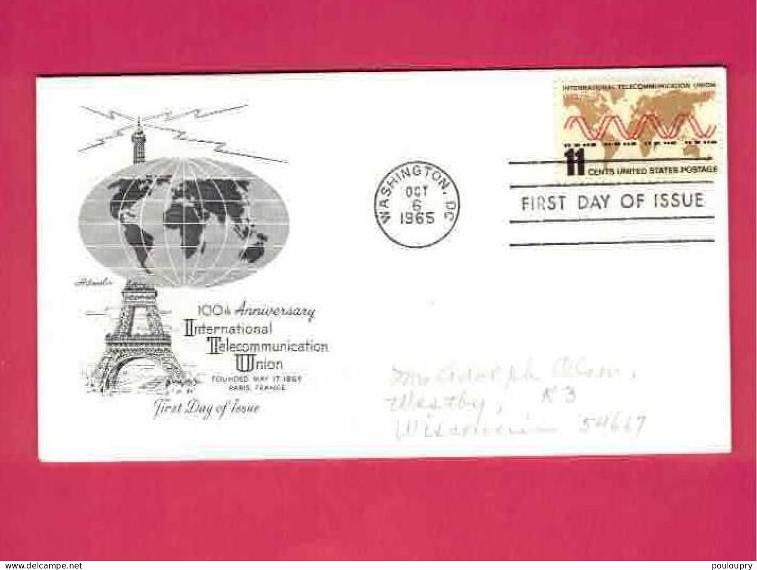 FDC De 1965 Des USA RUAN - YT N° 791 - Centenaire De L' Union Internationale Des Télécommunications - Tour Eiffel - Telecom