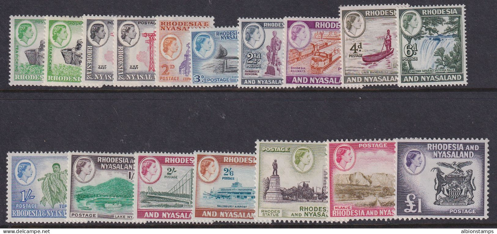 Rhodesia & Nyasaland, Scott 158-171 (SG 18-31), MLH - Rhodesia & Nyasaland (1954-1963)