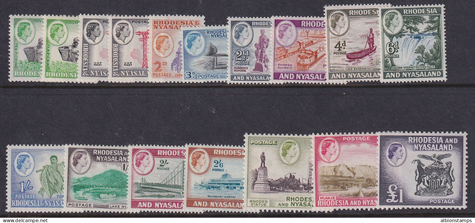 Rhodesia & Nyasaland, Scott 158-171 (SG 18-31), MLH - Rhodesien & Nyasaland (1954-1963)