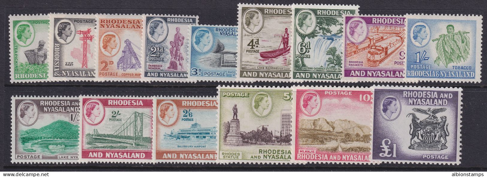 Rhodesia & Nyasaland, Scott 158-171 (SG 18-31), MLH - Rhodesien & Nyasaland (1954-1963)