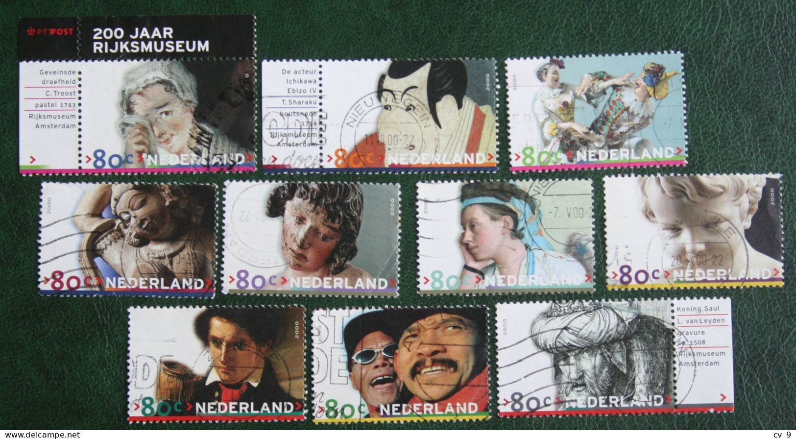 200 Jaar Rijksmuseum ART PAINTINGS NVPH 1894-1903 (Mi 1791-1800 ) 2000 Gestempeld / USED NEDERLAND / NIEDERLANDE - Used Stamps