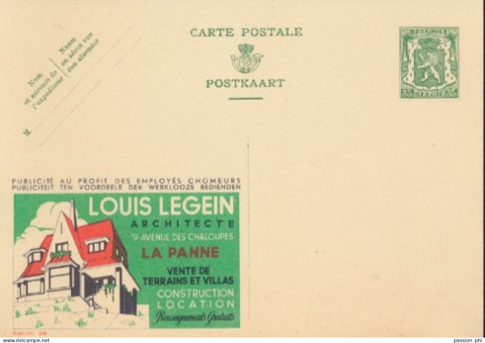 BELGIUM PPS 35C GREEN "SCEAU D'ETAT" SBEP 6 PUBLIBEL 258 LOUIS LEGEIN UNUSED - Publibels