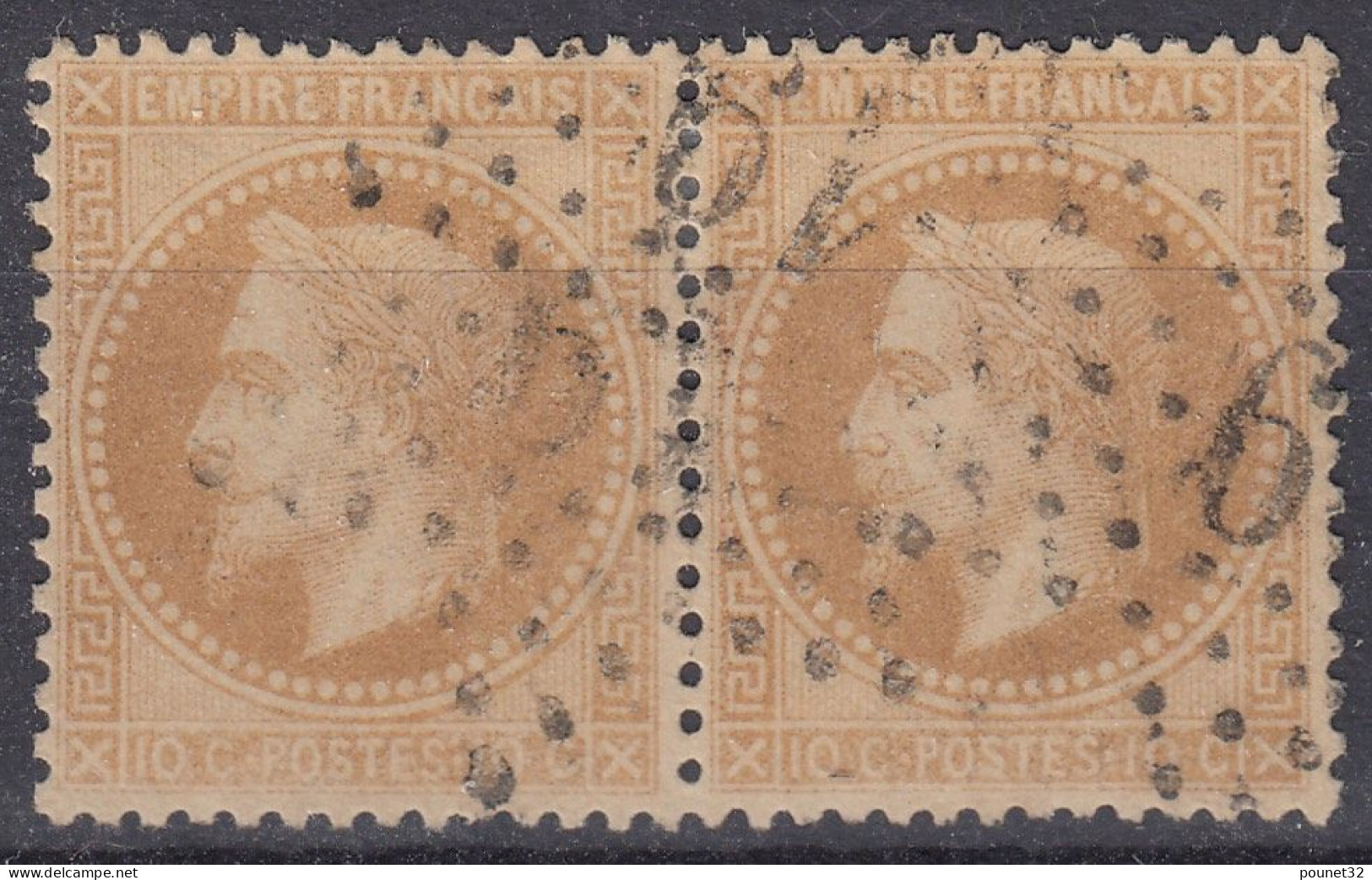 TIMBRE FRANCE EMPIRE N° 28B EN PAIRE OBLITERATION ETOILE DE PARIS N° 19 - 1863-1870 Napoléon III Lauré