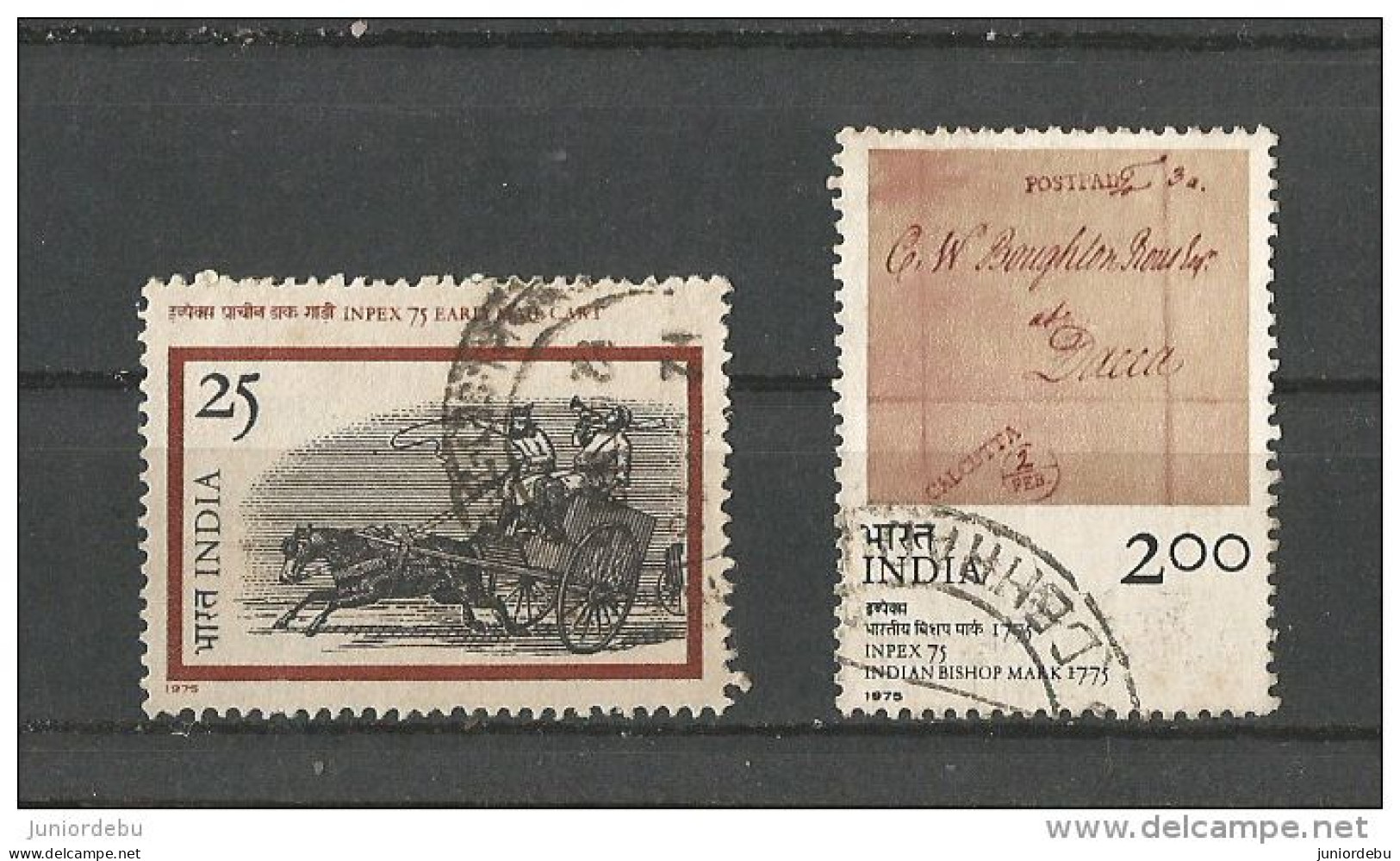 India - 1975 - INPEX-75  - 2 Different -  USED. ( Horse Cart, Bishop Mark  ) - ( Condition As Per Scan ) ( OL 09/03/2014 - Oblitérés