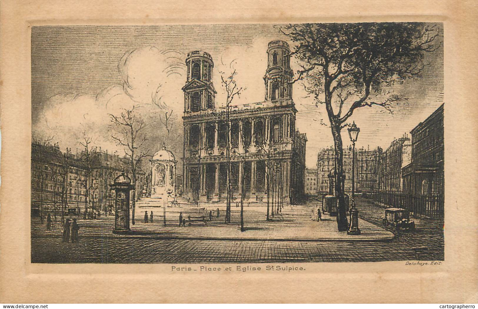 CPA France Paris Place Et Eglise St. Sulpice - Other Monuments