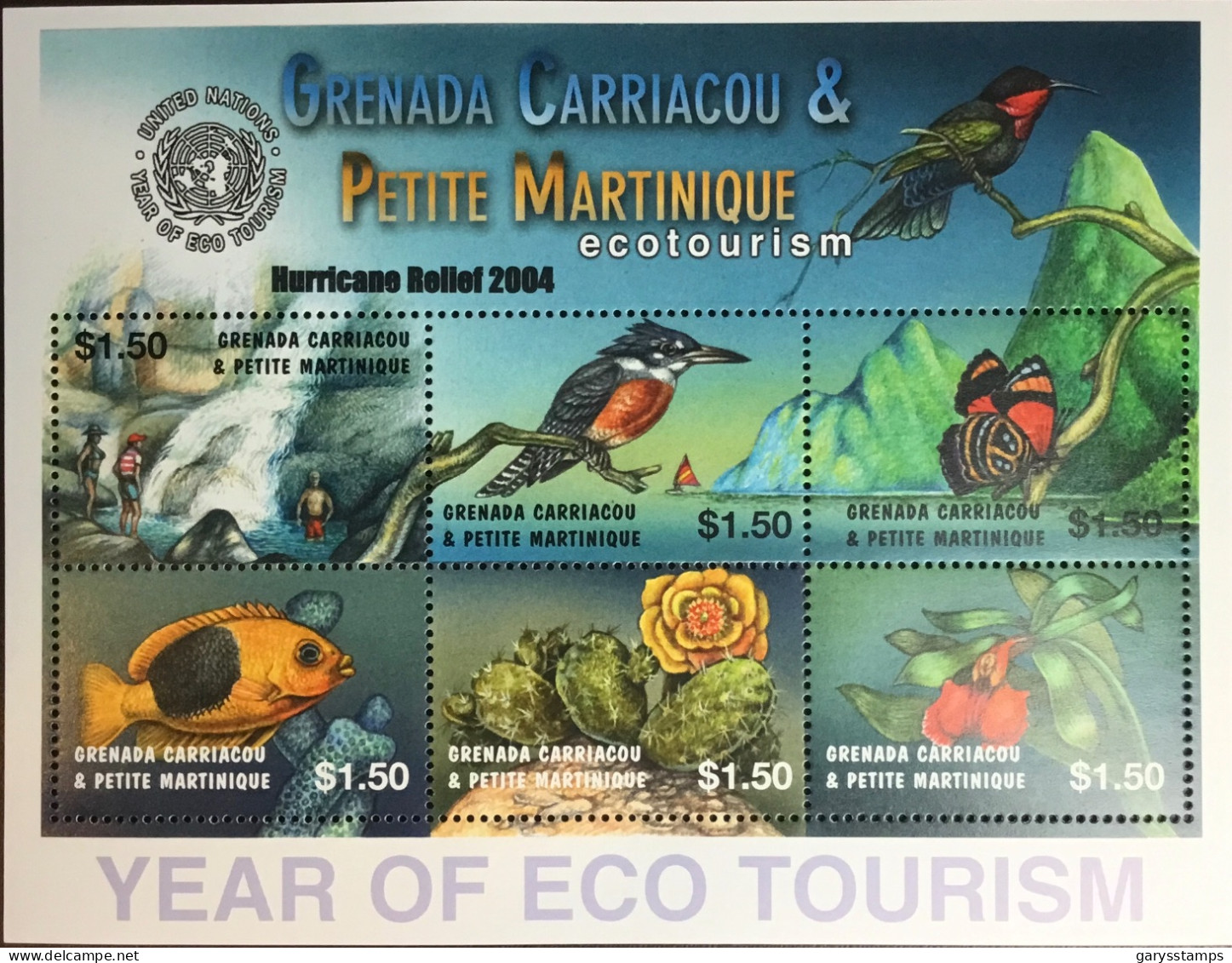 Grenada Grenadines 2005 Hurricane Relief Birds Fish Flowers Sheetlet MNH - Altri & Non Classificati