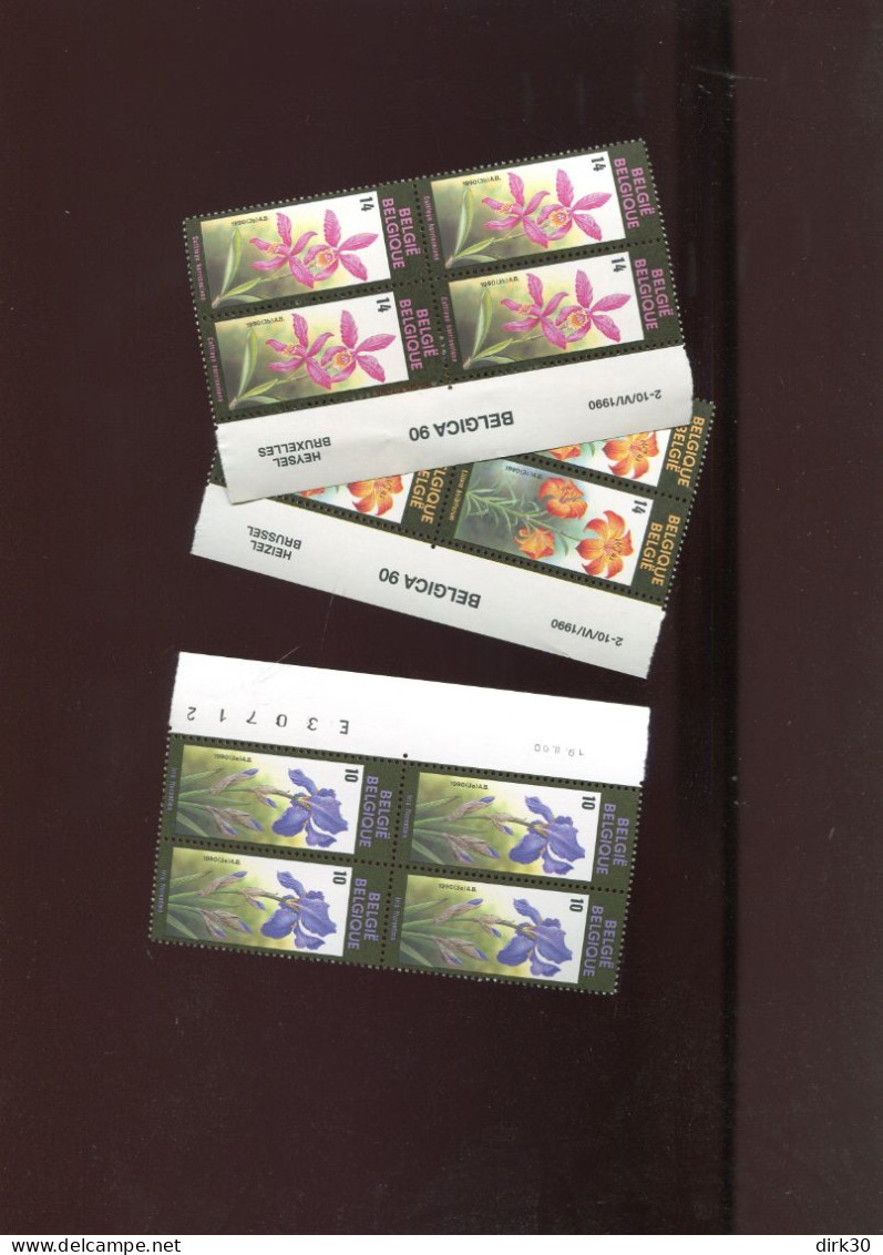 Belgie 2357/59 Gentse Floralien BUZIN Flowers Corner Blocks Of 4 (1x Printing Date) MNH - Unused Stamps