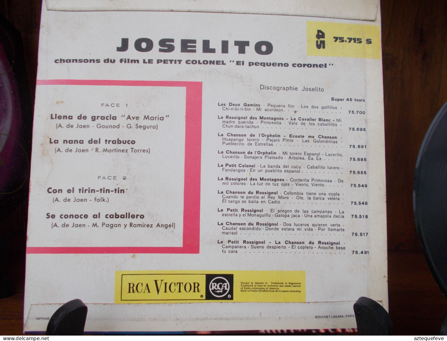 JOSELITO RCA VICTOR "LE PETIT COLONEL" Etc.. 45 T 75.715 S - Formats Spéciaux