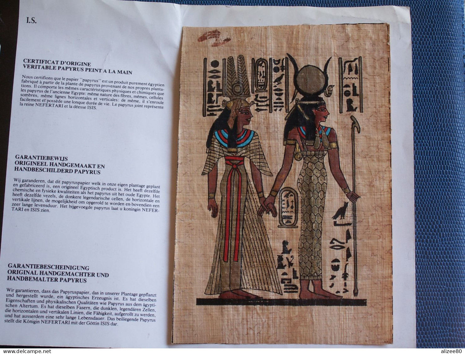 VERITABLE  PAPYRUS  PEINT  A  LA  MAIN  NEFERTARI Et  ISIS  Avec  Certificat D'origine - Zonder Classificatie