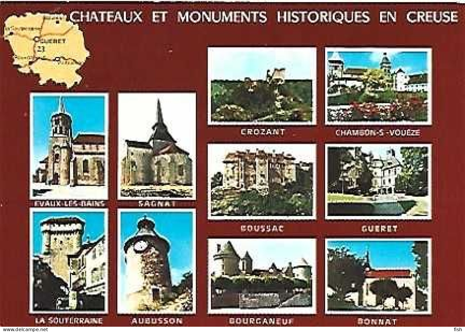 France & Marcofilia,  Creuse, Châteaux Et Monuments Historiques, Multi, Lyvry Gargan 1987 (7765) - Sonstige & Ohne Zuordnung