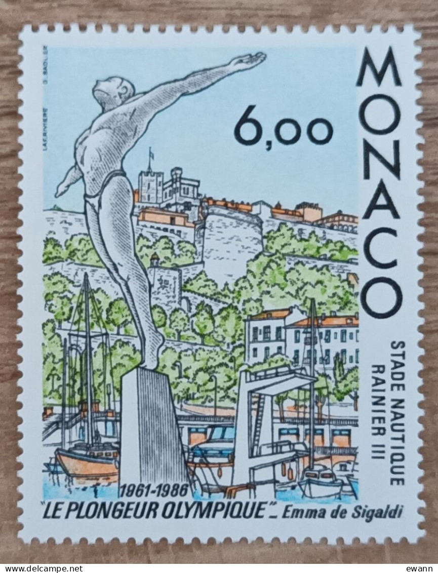Monaco - YT N°1549 - Statue Le Plongeur Olympique / Emma De Sigaldi - 1986 - Neuf - Ungebraucht