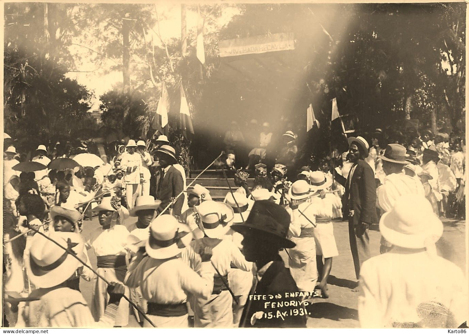 Fenorivo , Madagascar ( Fenoarivo Atsinanana ) * Fête Des Enfants 15 Avril 1931 * Photo Ancienne 17.5x12.5cm - Madagaskar