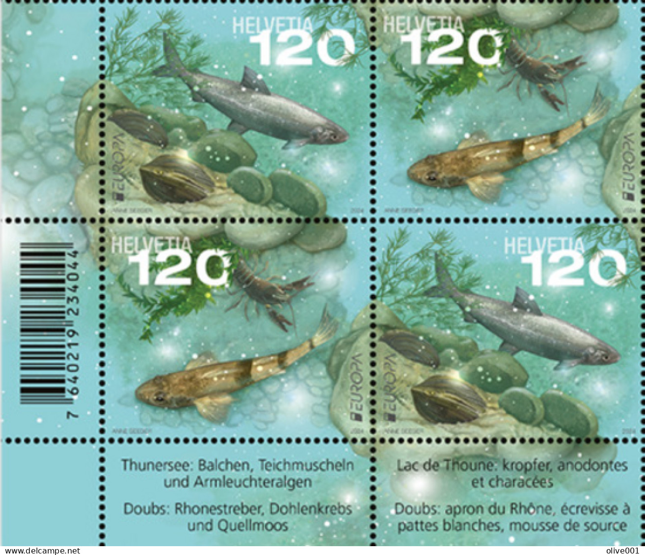 Suisse - 2024 - Europa - Faune Et Flore Subaquatiques - Bloc De 4 Tp - New - Nouveau - Neufs - MNH ** - Unused Stamps